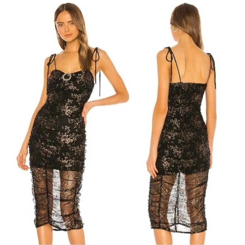 Lovers + Friends Oscar Midi Dress Black Bronze